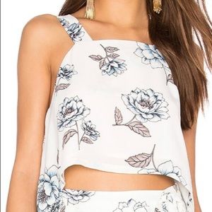 J.O.A Cropped Top in Off White Multi